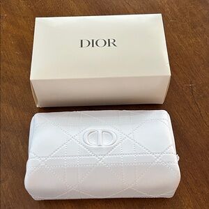 Dior White Quilted Cosmetic Case NIB